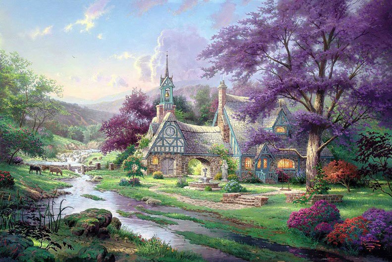 Thomas Kinkade Clocktower cottage